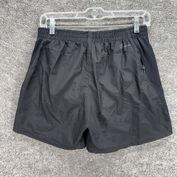 Adidas Shorts Men M Medium Black Striped Mid Rise Drawstring Elastic Waist - Picture 2 of 4